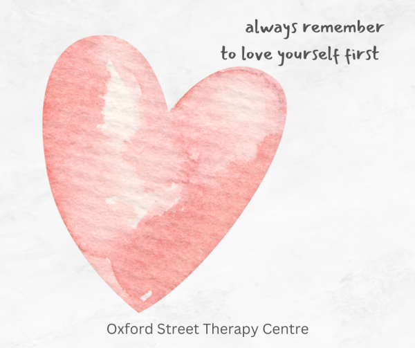 Pink White Watercolor Heart Love Yourself First Quote Facebook Post